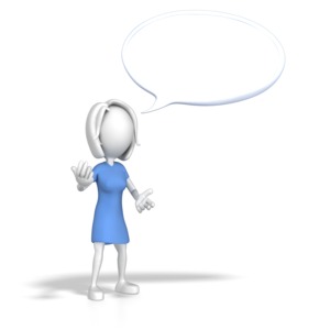 Woman with Conversation Bubble PowerPoint clipart graphic preview.