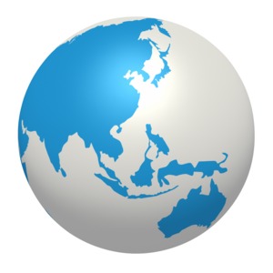 Blue White Earth Asia Pacific Region PowerPoint clipart graphic preview.
