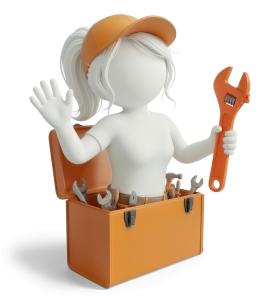 Woman Mechanic Toolbox PowerPoint clipart graphic preview.