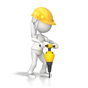 Woman Jackhammer PowerPoint clipart graphic preview.