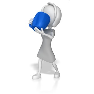 Woman Drinking out of Giant Coffee Cup PowerPoint clipart graphic preview.