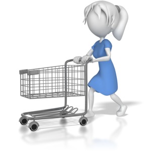 Woman with Shopping Cart PowerPoint clipart graphic preview.