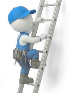 Carpenter On A Ladder PowerPoint clipart graphic preview.