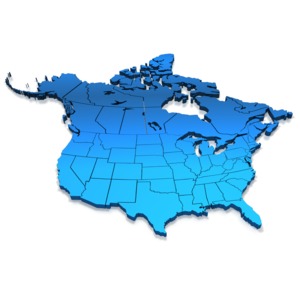 North America Blue Map PowerPoint clipart graphic preview.