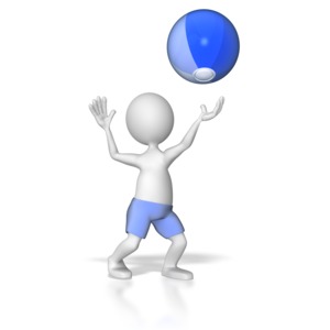 Stick Figure Hitting Beach Ball PowerPoint clipart graphic preview.