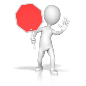 Stick Figure Holding Stop Sign PowerPoint clipart graphic preview.