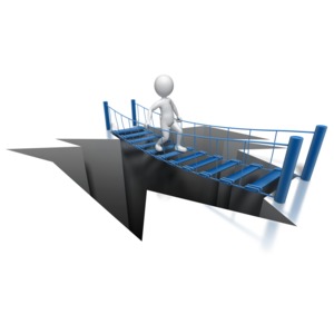 Stick Figure Bridging Gap PowerPoint clipart graphic preview.