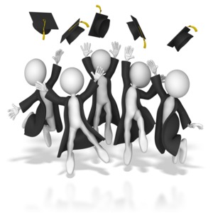 Grads Throwing Up Hats PowerPoint clipart graphic preview.