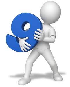 Stick Figure Holding Nine PowerPoint clipart graphic preview.