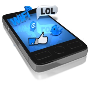 Smart Phone Social Media PowerPoint clipart graphic preview.