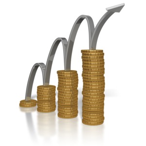 Arrow Climbing Gold Coins PowerPoint clipart graphic preview.