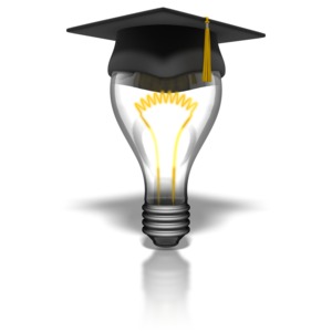Graduate Lightbulb PowerPoint clipart graphic preview.