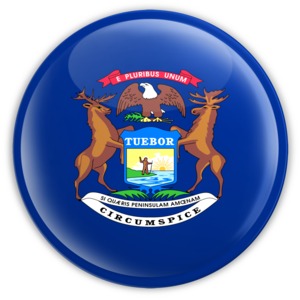 Badge of Michigan PowerPoint clipart graphic preview.