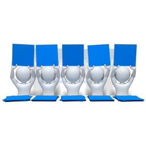 Stick Figures Holding Cards PowerPoint clipart graphic preview.