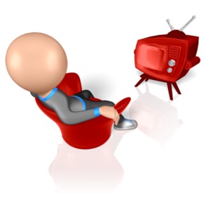 Stick Figure Watching TV PowerPoint clipart graphic preview.
