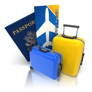 Luggage Passport Ticket PowerPoint clipart graphic preview.