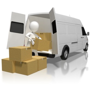 Stick Figure Loading Boxes PowerPoint clipart graphic preview.