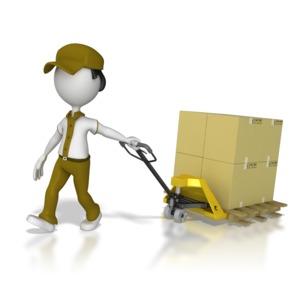 Warehouse Worker Moving Product PowerPoint clipart graphic preview.