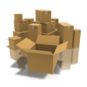 Open Box With Boxes PowerPoint clipart graphic preview.