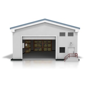 Open Warehouse PowerPoint clipart graphic preview.