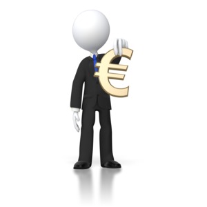 Boss Holding Euro PowerPoint clipart graphic preview.