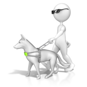 Service Dog Walking With Owner PowerPoint clipart graphic preview.