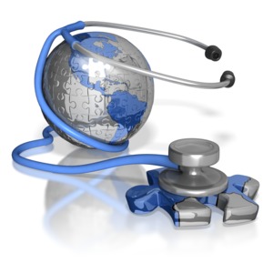Stethoscope Puzzle Piece Earth America PowerPoint clipart graphic preview.