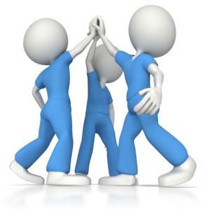 Nurse or Doctor Team High Five PowerPoint clipart graphic preview.