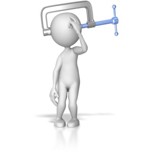 Squeezing Figures Head With Clamp PowerPoint clipart graphic preview.
