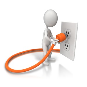 Plugging In Cord Outlet PowerPoint clipart graphic preview.
