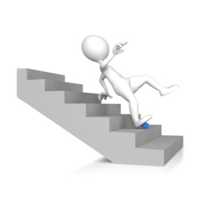Stick Figure Falling Down The Stairs PowerPoint clipart graphic preview.