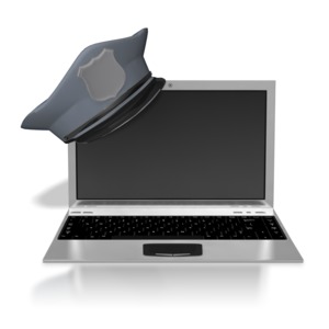 Police Your Laptop PowerPoint clipart graphic preview.