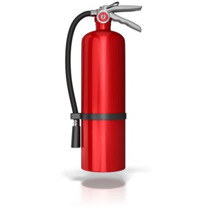 Hanging Fire Extinguisher PowerPoint clipart graphic preview.