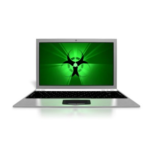 Laptop Virus Screen PowerPoint clipart graphic preview.