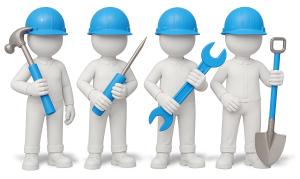 Group Construction Workers PowerPoint clipart graphic preview.