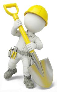 Worker With Shovel PowerPoint clipart graphic preview.