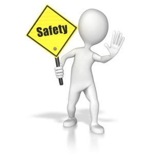 Stick Figure Holding A Saftey Sign PowerPoint clipart graphic preview.