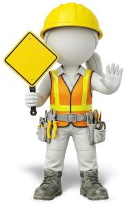 Stick Figure Holding A Yellow Sign PowerPoint clipart graphic preview.