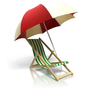 Beach Chair Umbrella PowerPoint clipart graphic preview.
