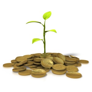 Coins Investment - Plant PowerPoint clipart graphic preview.