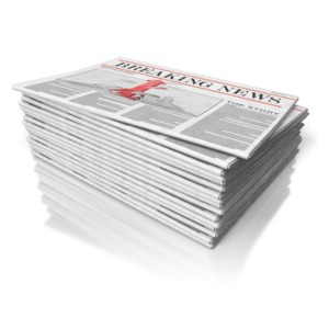 Newspaper Stack PowerPoint clipart graphic preview.