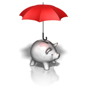 Piggy Bank Umbrella PowerPoint clipart graphic preview.
