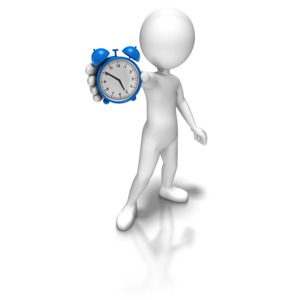 Stick Figure Holding Alarm Clock PowerPoint clipart graphic preview.