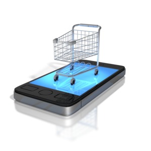Mobile Shopping PowerPoint clipart graphic preview.