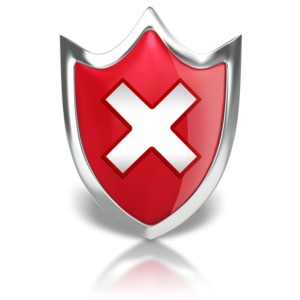 Shield X Warning PowerPoint clipart graphic preview.