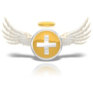 Positive Angel Button PowerPoint clipart graphic preview.