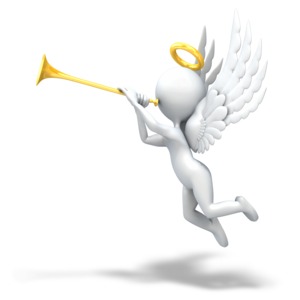 Angel Playing Trumpet PowerPoint clipart graphic preview.