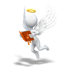 Angel Looking in Song Book PowerPoint clipart graphic preview.