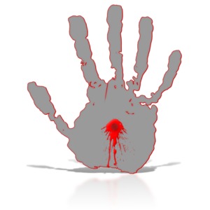 Hand with Blood in Middle PowerPoint clipart graphic preview.