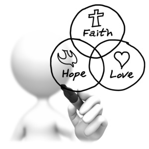 Faith Hope Love Drawing PowerPoint clipart graphic preview.